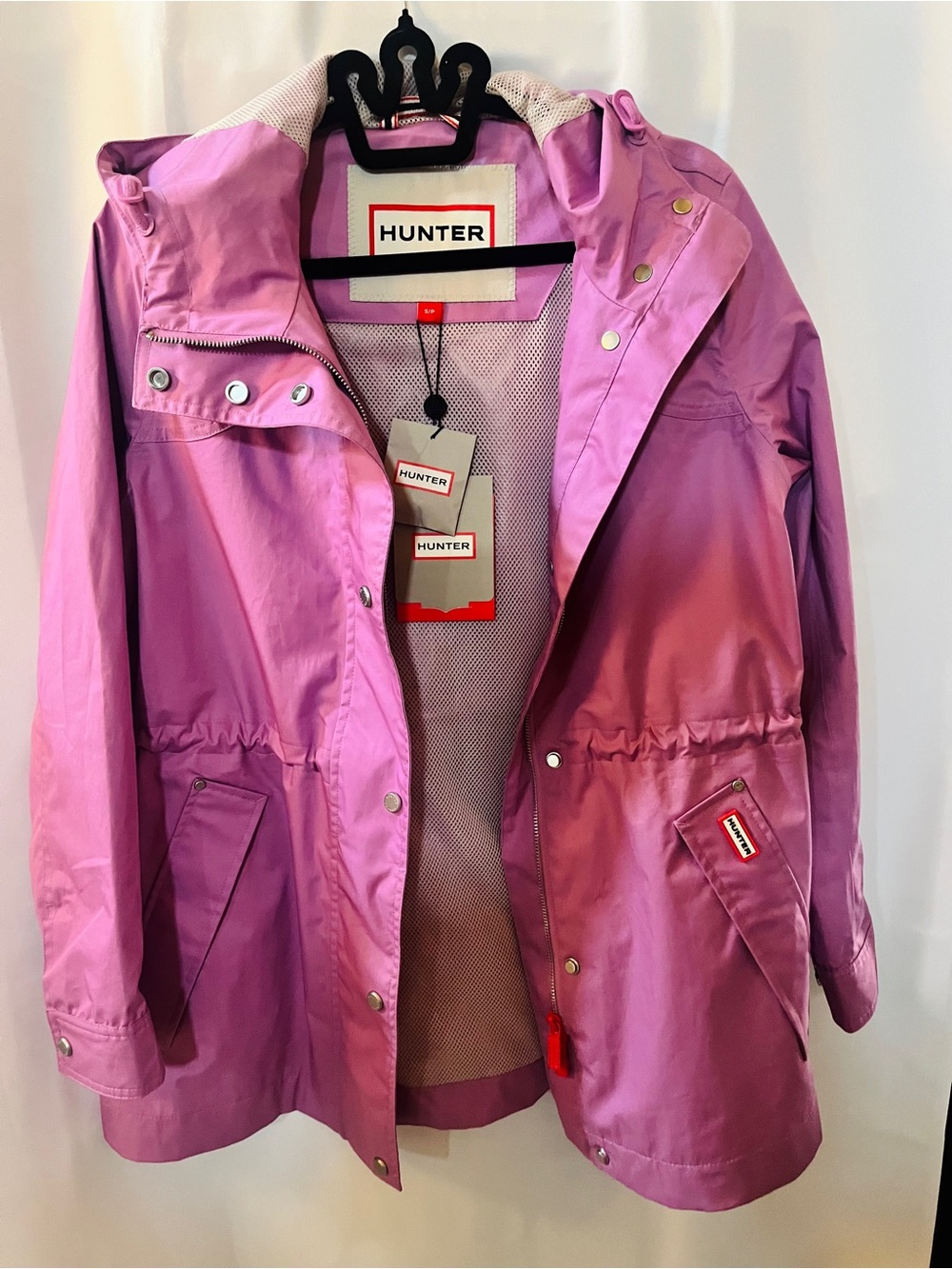 Hunter Adela Womens Rain Jacket S Mystic Peony Hooded Waterproof Coat NWT - Picture 2 of 10